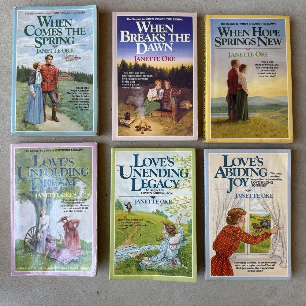 6 Janette Oke Christian Fiction PB  Books -Love Comes Softly & Canadian West